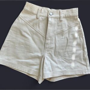 High Waist Cream Women's Shorts